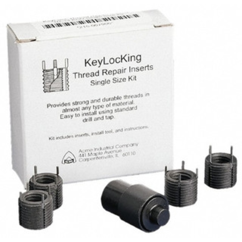 Jergens Thread Repair Kit: 1/4-28, Key-Locking 8 Pc, Carbon Steel Insert 215-068122 – 02232825