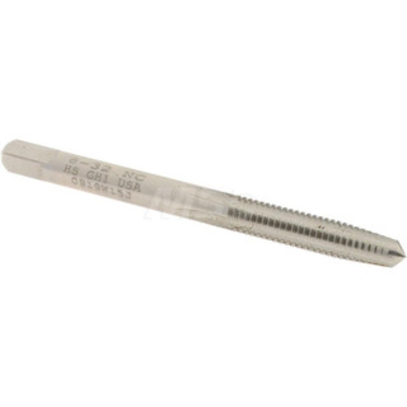 Hertel #8-32 Taper RH H1 Bright High Speed Steel 4-Flute Straight Flute Hand Tap 2-1/8 OAL, 3/4 Thread Length, UNC K008180AS – 07677610