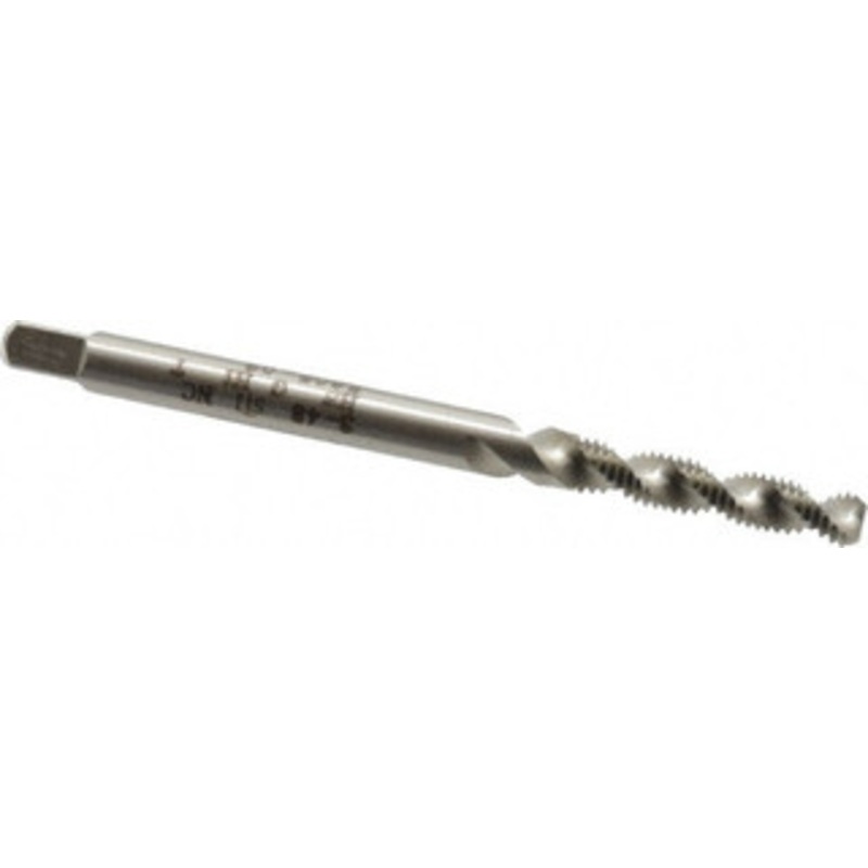 HeliCoil #3-48 UNC, 2 Flute, Bottoming Chamfer, Bright Finish, High Speed Steel Spiral Flute STI Tap Right Hand Flute, 1-15/16 OAL, 0.141 Shank Diam, 5/8 Thread Length, 3B Class of Fit 5905-03 – 64832405