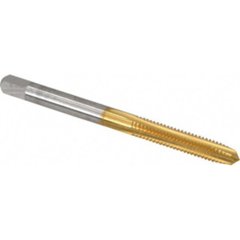 Cleveland Twist Drill #8-32 Plug RH 2B H2 TiN High Speed Steel 4-Flute Straight Flute Hand Tap 2-1/8 OAL, 0.38 Thread Length, UNC, Series 1002TN C55166 – 45730496