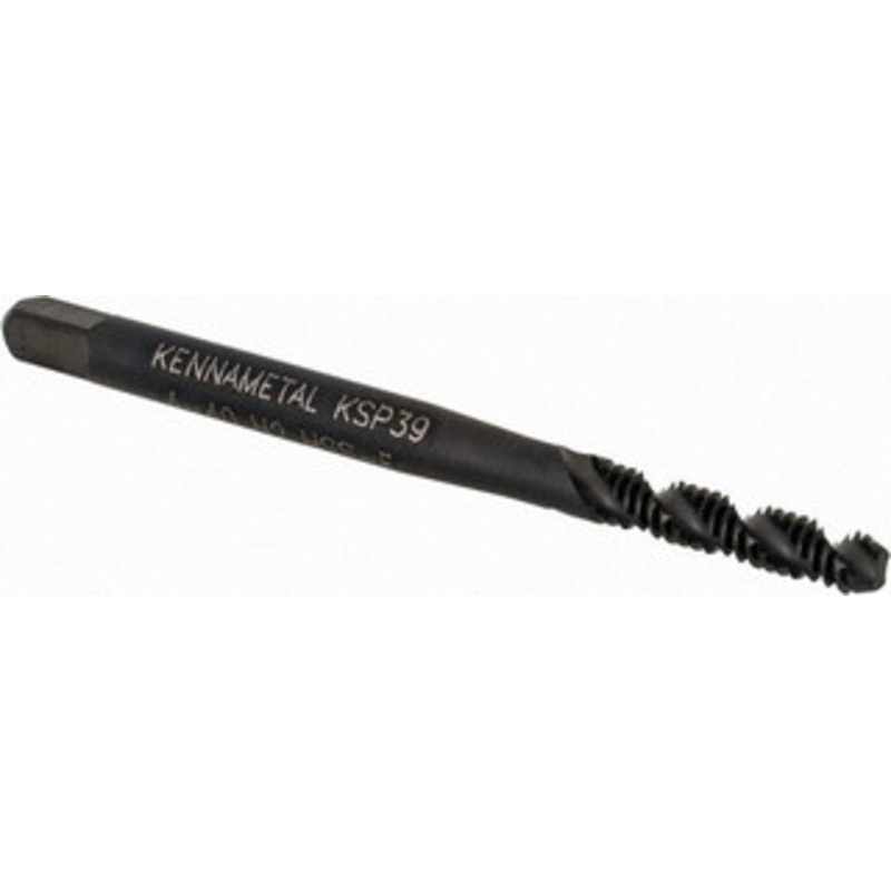 Kennametal Spiral Flute Tap: #4-40, 2 Flutes, Bottoming, 2B/3B Class of Fit, Vanadium High Speed Steel, Oxide Coated 13 mm Thread Length, 1-7/8 OAL, Right Hand Thread, H2, Series GOtap 5443804 – 73787699