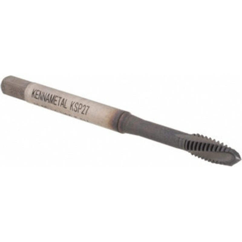 Kennametal Spiral Flute Tap: #8-32 UNC, 3 Flutes, Plug, 2B Class of Fit, Vanadium High Speed Steel, AlCrTiN Coated 7.9 mm Thread Length, 2-1/8 OAL, Right Hand Thread, H3, Series T690 5705867 – 57455891