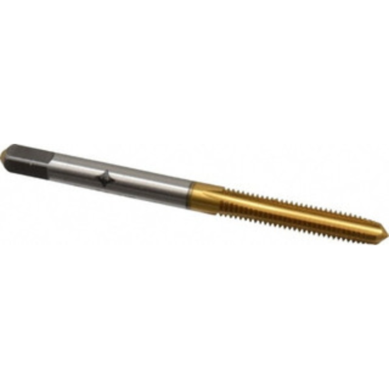 Cleveland Twist Drill #8-36 Plug RH 2B/3B H2 TiN High Speed Steel 4-Flute Straight Flute Hand Tap 2-1/8 OAL, 3/4 Thread Length, UNF, Series 1002TN C55106 – 02522878