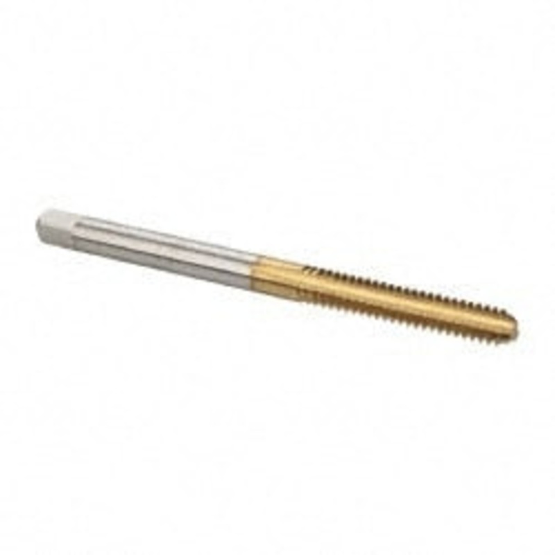 Cleveland Twist Drill #6-32 Bottoming RH 2B H3 TiN High Speed Steel 3-Flute Straight Flute Hand Tap 2 OAL, 11/16 Thread Length, UNC, Series 1003TN C55200 – 02523223