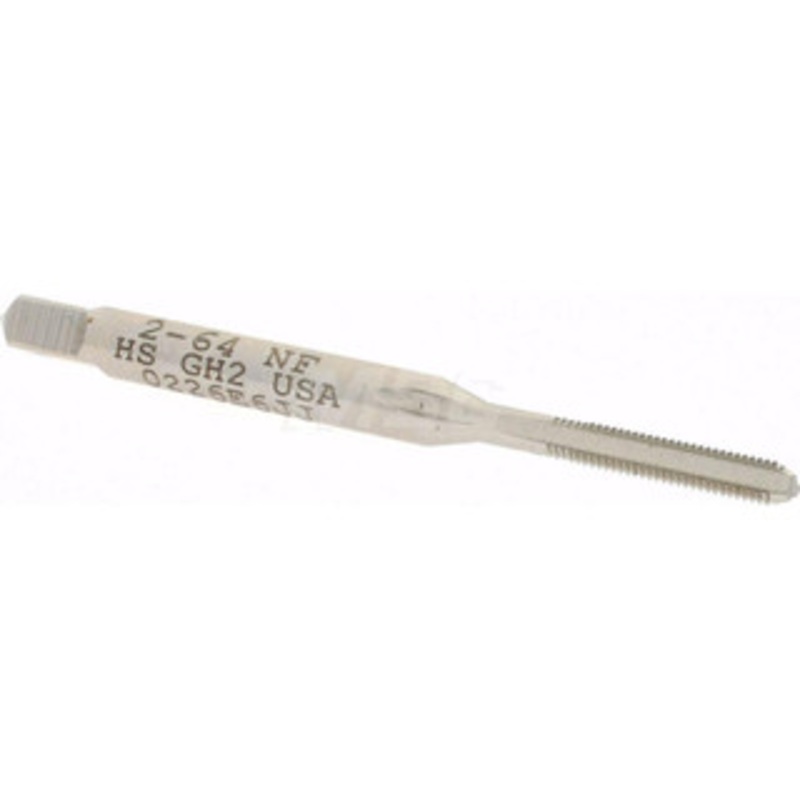 Hertel #2-64 Bottoming RH 2B H2 Bright High Speed Steel 3-Flute Straight Flute Hand Tap 1-3/4 OAL, 7/16 Thread Length, UNF K008050AS – 07677438