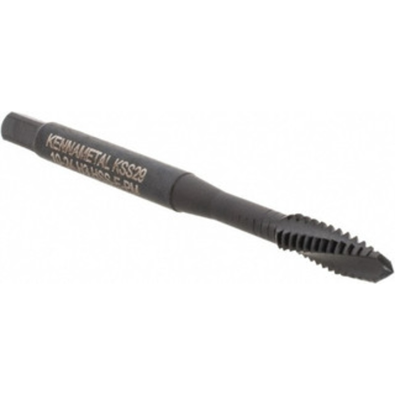 Kennametal Spiral Flute Tap: #10-24 UNC, 3 Flutes, Plug, Vanadium High Speed Steel, Oxide Coated 12 mm Thread Length, 2-3/8 OAL, Right Hand Thread, H7, Series T690 5705674 – 57456048
