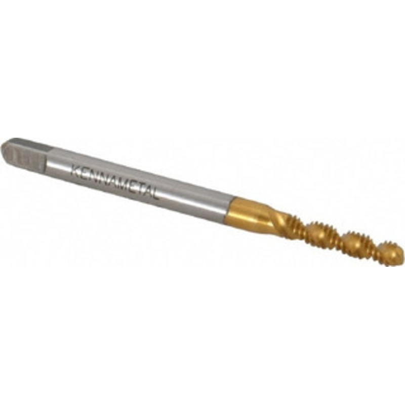 Kennametal Spiral Flute Tap: #4-40 UNC, 2 Flutes, Bottoming, 2B/3B Class of Fit, Vanadium High Speed Steel, TIN Coated 0.561 Thread Length, 1.88 OAL, Right Hand Thread, H2 4130059 – 88126289
