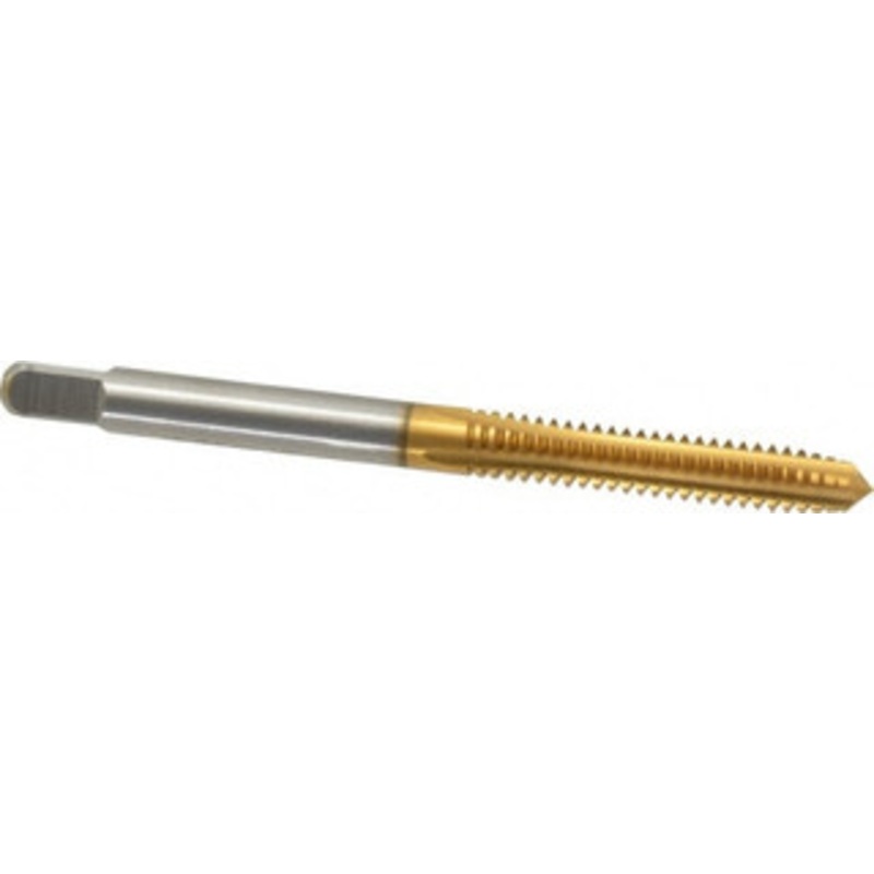 Cleveland Twist Drill #10-24 Plug RH 2B/3B H3 TiN High Speed Steel 4-Flute Straight Flute Hand Tap 2-3/8 OAL, 7/8 Thread Length, UNC, Series 1002TN C55108 – 02522803