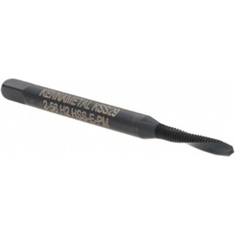 Kennametal Spiral Flute Tap: #2-56 UNC, 2 Flutes, Plug, Vanadium High Speed Steel, Oxide Coated 11.2 mm Thread Length, 1-3/4 OAL, Right Hand Thread, H2, Series T690 5705388 – 57455420