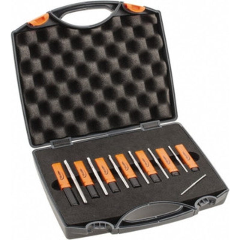 Hertel #7/0 to #0 Pin, 0.0666 to 0.1638 Diam, 0.0497 to 0.1287 Small End, Straight Shank, Taper Pin Reamer Set Helical Flute, Right Hand Cut, High Speed Steel, Bright Finish 2058592 – 30163059