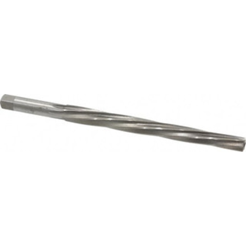 Value Collection #8 Pin, 0.505 Diam, 0.3971 Small End, 7/16 Diam Straight Shank, 5-3/16 Flute, Taper Pin Reamer Spiral Flute, 7-3/16 OAL, Left Hand Spiral, Right Hand Cut, High Speed Steel SM25N08 – 02402089