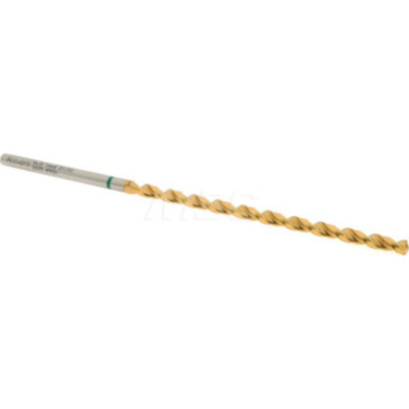 Accupro #29 130 Spiral Flute Vanadium High Speed Steel Taper Length Drill Bit TiN Finish, 73mm Flute Length, 112mm OAL, Split Point, Straight Shank 1GL0345-AC – 56518335
