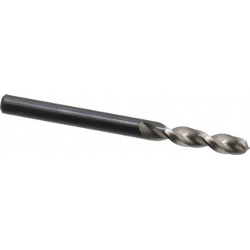 Walter Titex #8 130 Parabolic Flute Vanadium High Speed Steel Screw Machine Drill Bit Bright Finish, Right Hand Cut, 1-1/32 Flute Length, 2-7/16 OAL, Split Point, Straight Shank 5057108 – 01421080