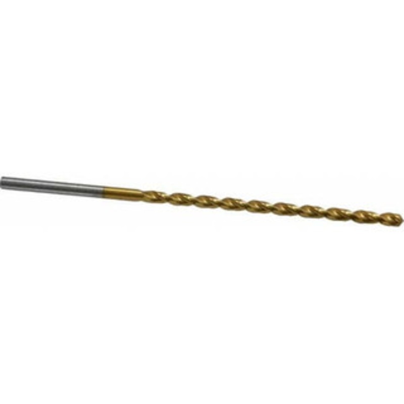 Guhring #28 130 Parabolic Flute High Speed Steel Taper Length Drill Bit TiN Finish, 2-7/8 Flute Length, 4-13/32 OAL, Standard Point, Straight Shank, Series 668 9006680035700 – 85824092