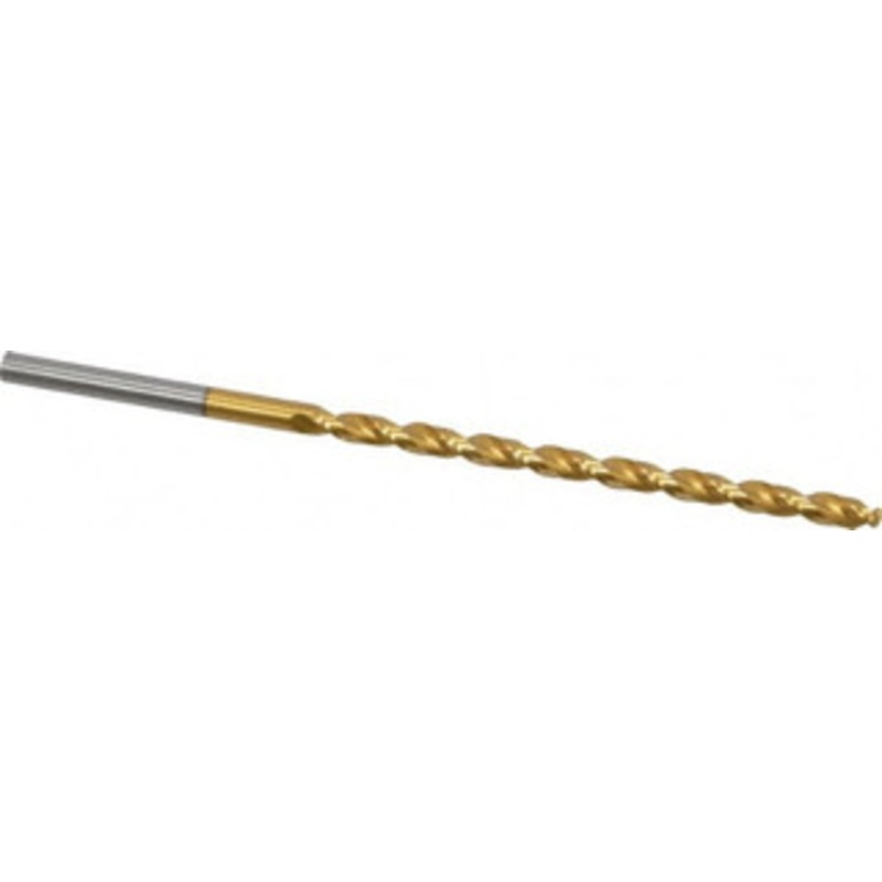 Guhring #12 130 Parabolic Flute High Speed Steel Taper Length Drill Bit TiN Finish, 3-7/16 Flute Length, 5-3/16 OAL, Standard Point, Straight Shank, Series 668 9006680048000 – 85825123