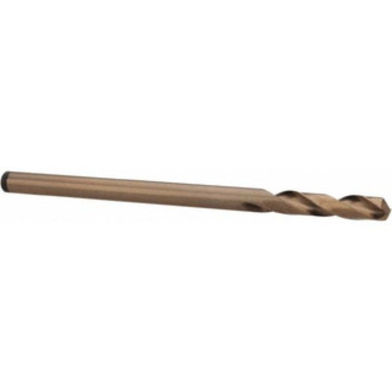 Precision Twist Drill #9 135 Spiral Flute Cobalt Screw Machine Drill Bit Oxide/Gold Finish, Right Hand Cut, 1-3/16 Flute Length, 3-5/8 OAL, Split Point, Straight Shank 058809 – 78569456