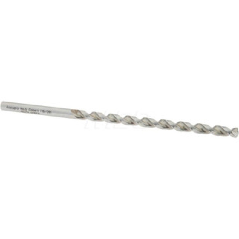 Accupro #5 130 Parabolic Flute Vanadium High Speed Steel Taper Length Drill Bit Bright Finish, 3-7/16 Flute Length, 5-3/16 OAL, Split Point, Straight Shank 1100522-AC – 85946556