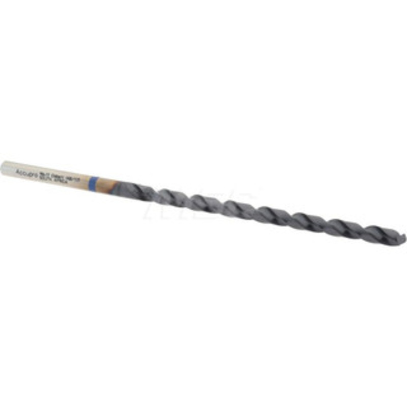 Accupro #11 118 Spiral Flute Vanadium High Speed Steel Taper Length Drill Bit TiAlN Finish, 87mm Flute Length, 132mm OAL, Faceted Point, Straight Shank 1BT0485-AC – 05494927
