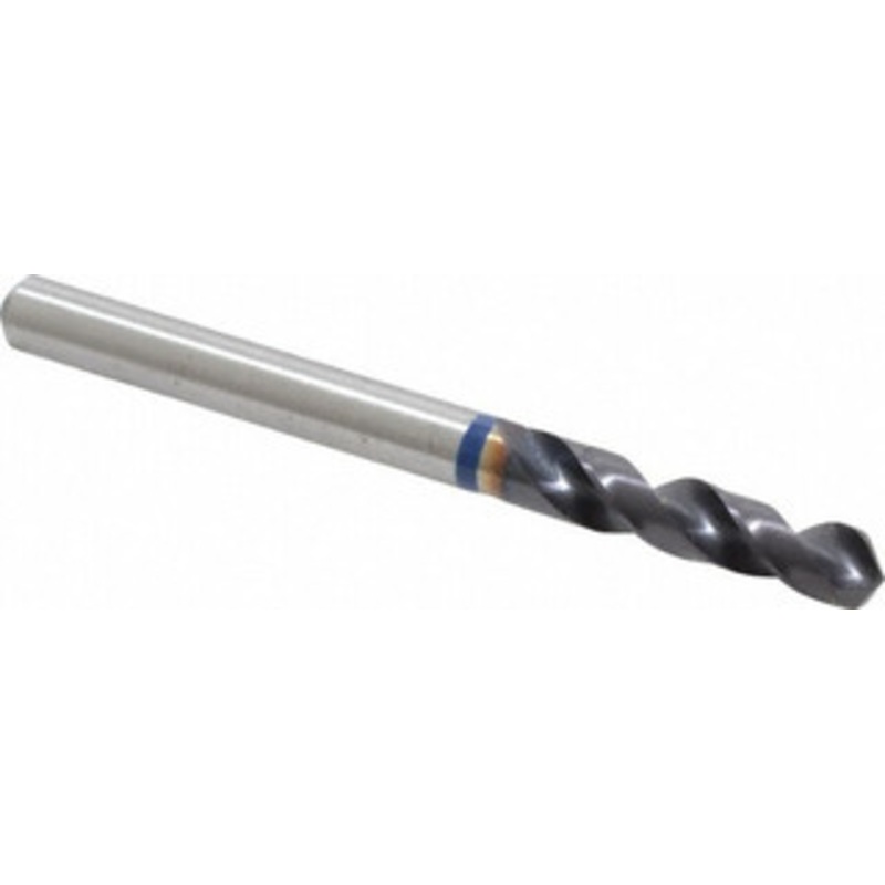 Accupro #6 120 Spiral Flute Cobalt Screw Machine Drill Bit TiAlN Finish, Right Hand Cut, 26mm Flute Length, 62mm OAL, Faceted Point, Straight Shank 1BS0518-AC – 05493713