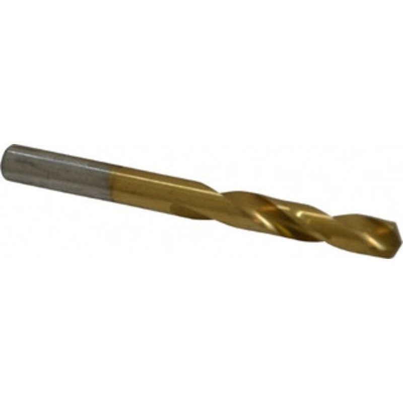 Chicago-Latrobe #1 135 Spiral Flute High Speed Steel Screw Machine Drill Bit TiN Finish, Right Hand Cut, 1-5/16 Flute Length, 2-7/16 OAL, Split Point, Straight Shank 48371 – 06131841