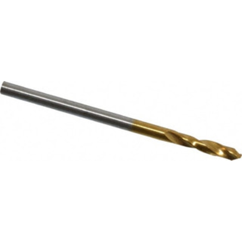 Guhring #44 130 Parabolic Flute Cobalt Screw Machine Drill Bit TiN Finish, Right Hand Cut, 13mm Flute Length, 40mm OAL, Standard Point, Straight Shank 9006590021800 – 94581659