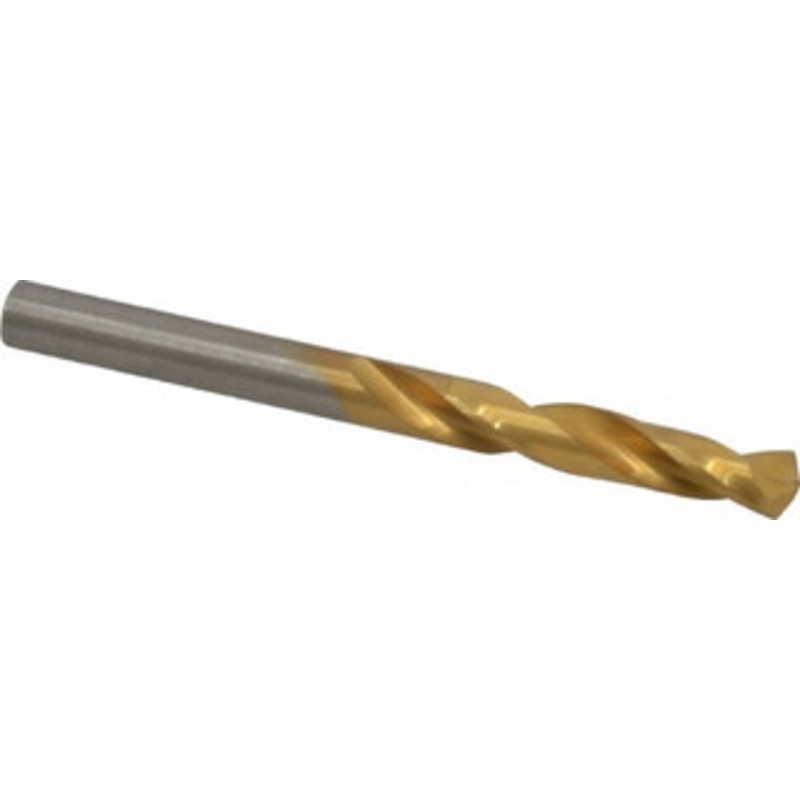 Hertel #11 135 Spiral Flute High Speed Steel Screw Machine Drill Bit TiN Finish, Right Hand Cut, 1-3/16 Flute Length, 2-1/4 OAL, Split Point, Straight Shank 2387298 – 02387041