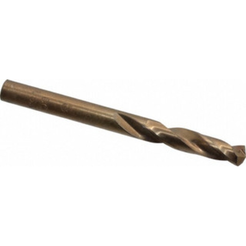 Hertel #8 135 Spiral Flute Cobalt Screw Machine Drill Bit Bright Finish, Right Hand Cut, 1-3/16 Flute Length, 2-1/4 OAL, Split Point, Straight Shank 74130592 – 74130592