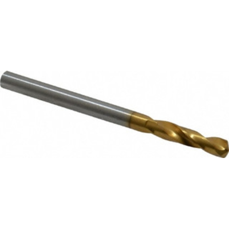Guhring #26 130 Parabolic Flute Cobalt Screw Machine Drill Bit TiN Finish, Right Hand Cut, 20mm Flute Length, 52mm OAL, Standard Point, Straight Shank 9006590037300 – 40613507
