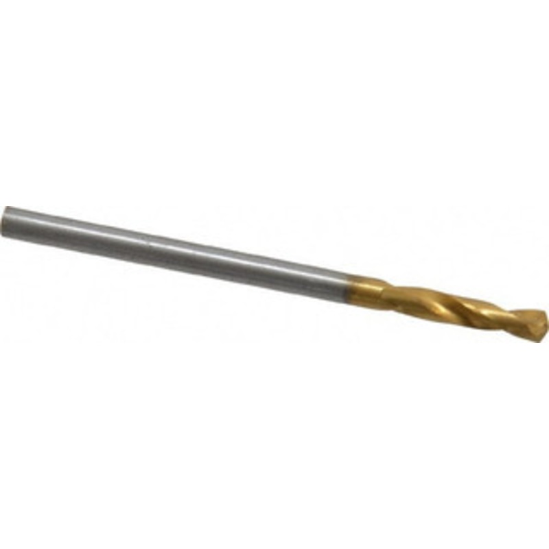Guhring #40 130 Parabolic Flute Cobalt Screw Machine Drill Bit TiN Finish, Right Hand Cut, 14mm Flute Length, 43mm OAL, Standard Point, Straight Shank 9006590024900 – 06826796