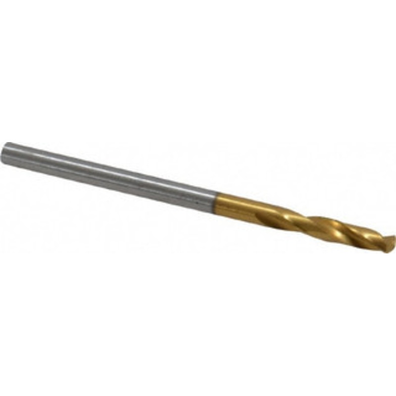Guhring #41 130 Parabolic Flute Cobalt Screw Machine Drill Bit TiN Finish, Right Hand Cut, 14mm Flute Length, 43mm OAL, Standard Point, Straight Shank 9006590024400 – 03071982