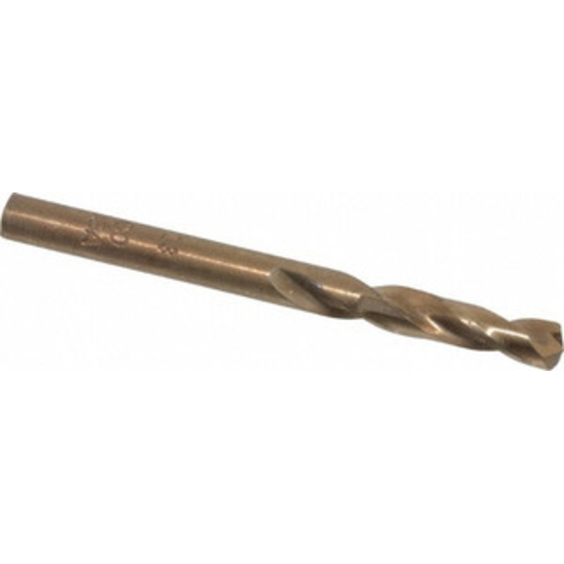 Hertel #13 135 Spiral Flute Cobalt Screw Machine Drill Bit Bright Finish, Right Hand Cut, 1-1/8 Flute Length, 2-3/16 OAL, Split Point, Straight Shank 74130642 – 74130642