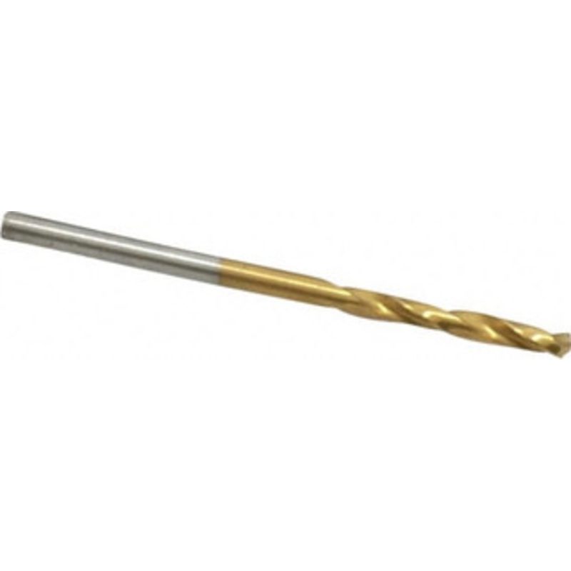 Chicago-Latrobe #40 135 Spiral Flute High Speed Steel Screw Machine Drill Bit TiN Finish, Right Hand Cut, 13/16 Flute Length, 1-13/16 OAL, Split Point, Straight Shank 48410 – 76128842
