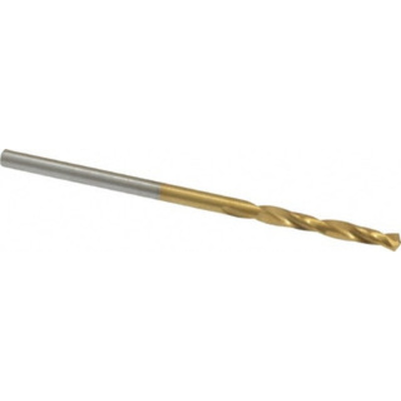 Chicago-Latrobe #45 135 Spiral Flute High Speed Steel Screw Machine Drill Bit TiN Finish, Right Hand Cut, 3/4 Flute Length, 1-3/4 OAL, Split Point, Straight Shank 48415 – 76128891