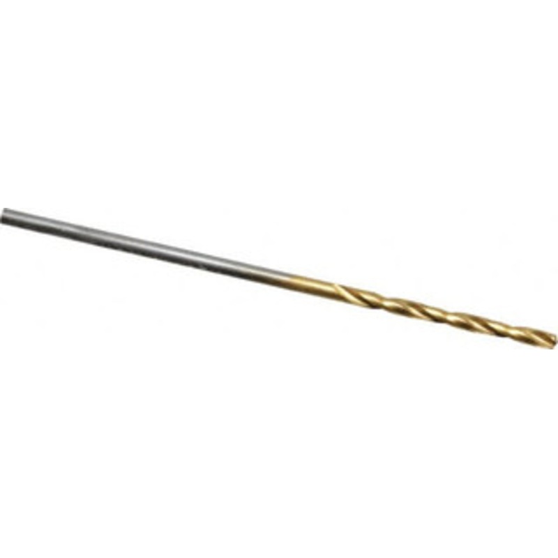 Chicago-Latrobe #60 135 Spiral Flute High Speed Steel Screw Machine Drill Bit TiN Finish, Right Hand Cut, 1/2 Flute Length, 1-3/8 OAL, Split Point, Straight Shank 48430 – 76129048