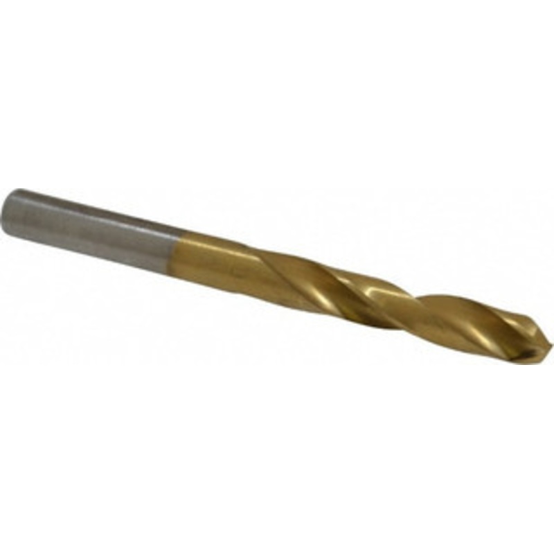 Chicago-Latrobe #7 135 Spiral Flute High Speed Steel Screw Machine Drill Bit TiN Finish, Right Hand Cut, 1-3/16 Flute Length, 2-1/4 OAL, Split Point, Straight Shank 48377 – 06131908