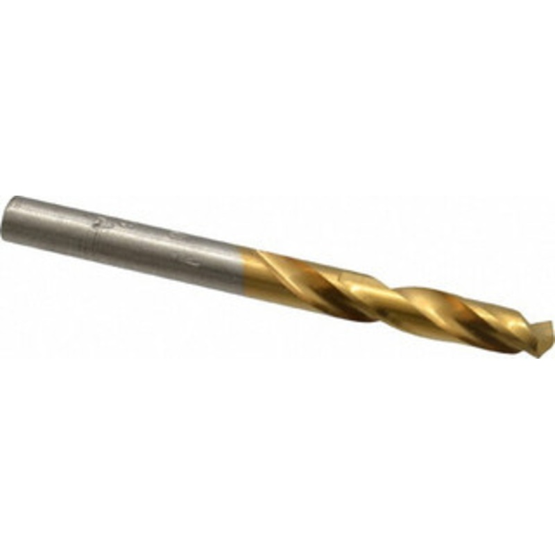 Hertel #10 135 Spiral Flute High Speed Steel Screw Machine Drill Bit TiN Finish, Right Hand Cut, 1-3/16 Flute Length, 2-1/4 OAL, Split Point, Straight Shank 2385805 – 02385805