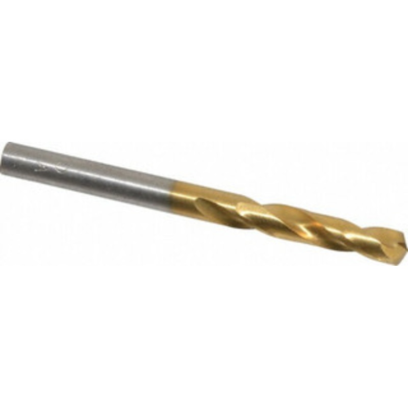 Hertel #14 135 Spiral Flute Cobalt Screw Machine Drill Bit TiN Finish, Right Hand Cut, 1-1/8 Flute Length, 2-3/16 OAL, Split Point, Straight Shank 66691908 – 66691908