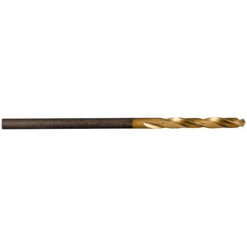 Hertel #46 135 Spiral Flute High Speed Steel Screw Machine Drill Bit TiN Finish, Right Hand Cut, 3/4 Flute Length, 1-3/4 OAL, Split Point, Straight Shank 02387397 – 02387397