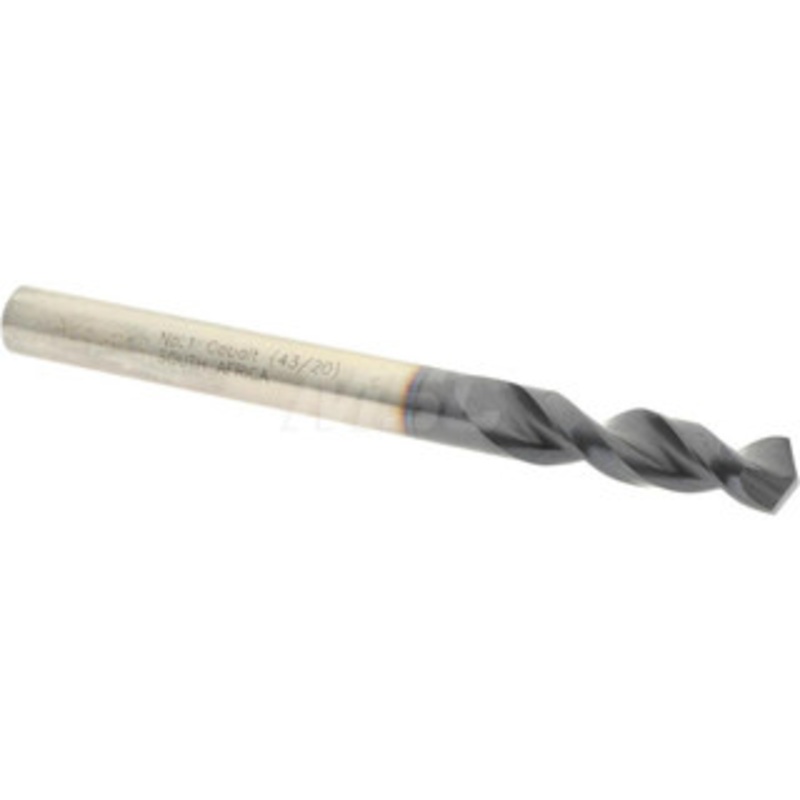 Accupro #1 130 Parabolic Flute Cobalt Screw Machine Drill Bit TiAlN Finish, Right Hand Cut, 1.102 Flute Length, 2.598 OAL, Split Point, Straight Shank 1630579A-AC – 01349190