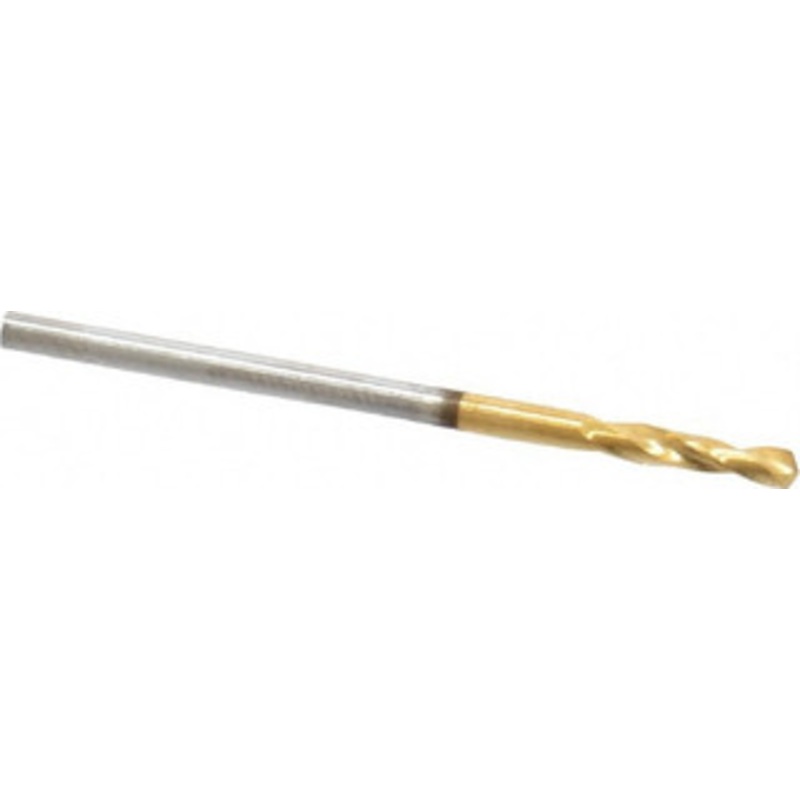 Guhring #51 130 Parabolic Flute Cobalt Screw Machine Drill Bit TiN Finish, Right Hand Cut, 10mm Flute Length, 34mm OAL, Standard Point, Straight Shank 9006590017000 – 97316459