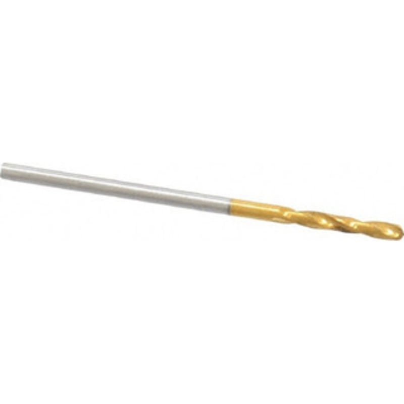 Guhring #53 130 Parabolic Flute Cobalt Screw Machine Drill Bit TiN Finish, Right Hand Cut, 10mm Flute Length, 34mm OAL, Standard Point, Straight Shank 9006590015100 – 88817721