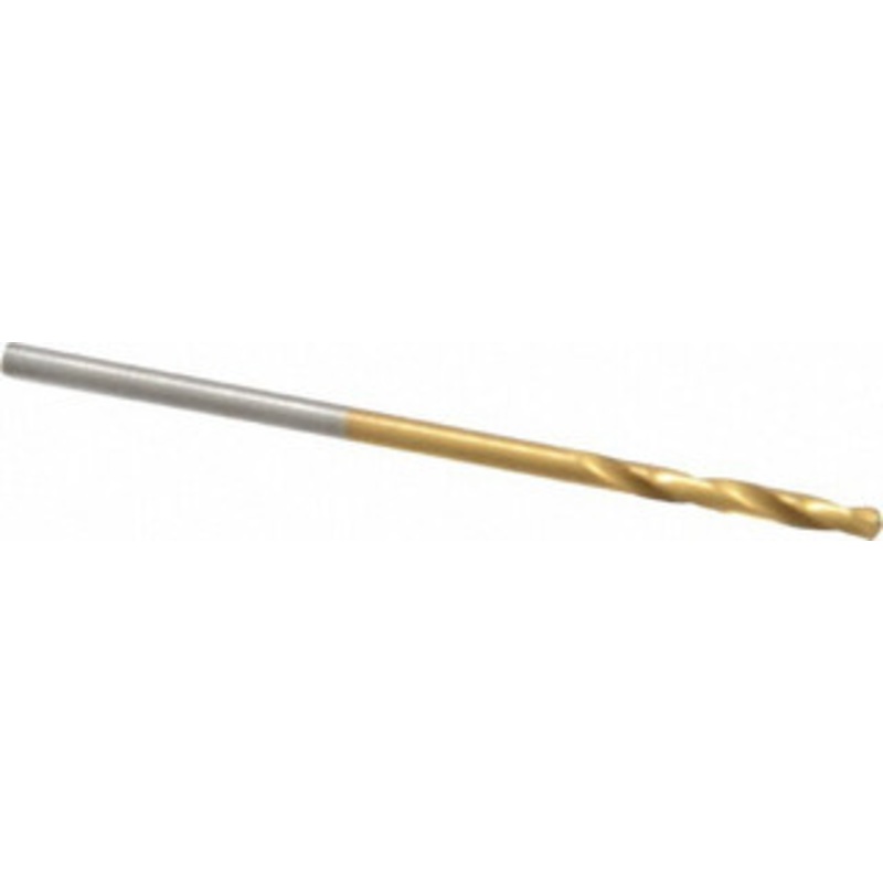 Hertel #49 135 Spiral Flute High Speed Steel Screw Machine Drill Bit TiN Finish, Right Hand Cut, 11/16 Flute Length, 1-11/16 OAL, Split Point, Straight Shank 02387421 – 02387421