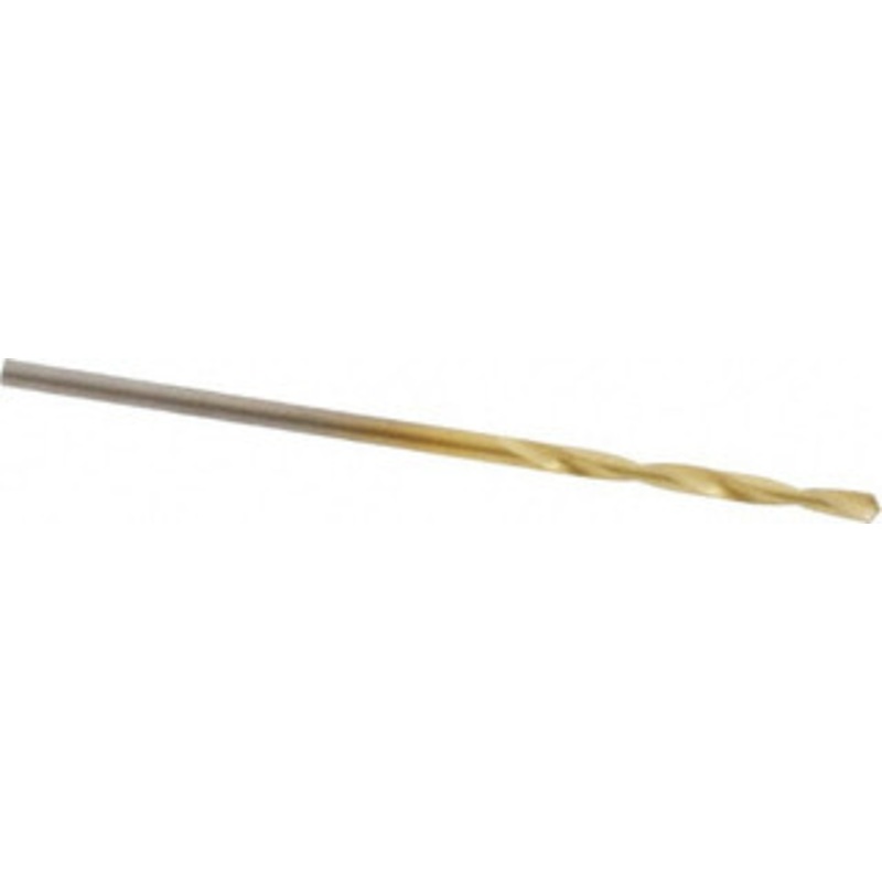 Hertel #56 135 Spiral Flute High Speed Steel Screw Machine Drill Bit TiN Finish, Right Hand Cut, 1/2 Flute Length, 1-3/8 OAL, Split Point, Straight Shank 02387496 – 02387496