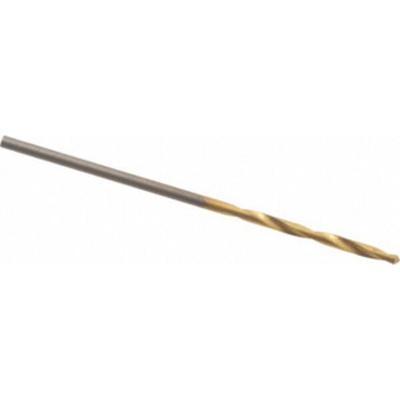 Hertel #57 135 Spiral Flute High Speed Steel Screw Machine Drill Bit TiN Finish, Right Hand Cut, 1/2 Flute Length, 1-3/8 OAL, Split Point, Straight Shank 02387504 – 02387504
