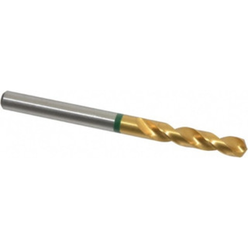 Accupro #11 130 Spiral Flute Cobalt Screw Machine Drill Bit TiN Finish, Right Hand Cut, 26mm Flute Length, 62mm OAL, Split Point, Straight Shank 1GB0485-AC – 56514300