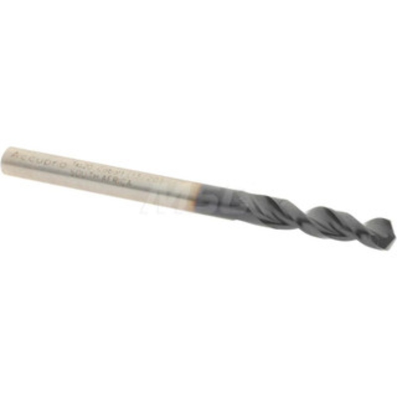 Accupro #20 130 Parabolic Flute Cobalt Screw Machine Drill Bit TiAlN Finish, Right Hand Cut, 0.866 Flute Length, 2.165 OAL, Split Point, Straight Shank 1630409A-AC – 01348804