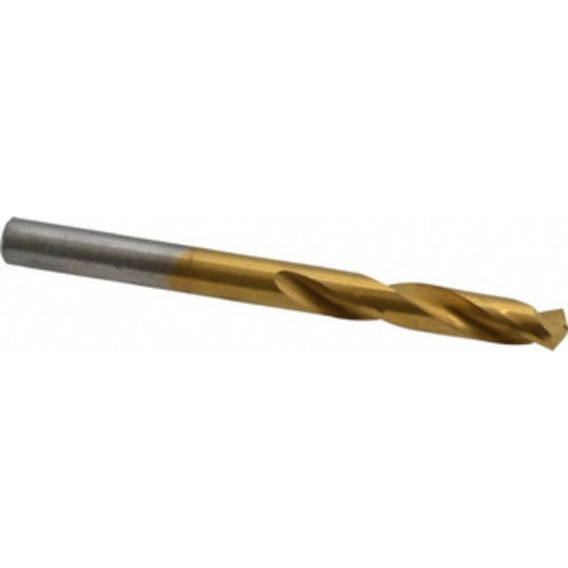 Chicago-Latrobe #10 135 Spiral Flute High Speed Steel Screw Machine Drill Bit TiN Finish, Right Hand Cut, 1-3/16 Flute Length, 2-1/4 OAL, Split Point, Straight Shank 48380 – 06131932