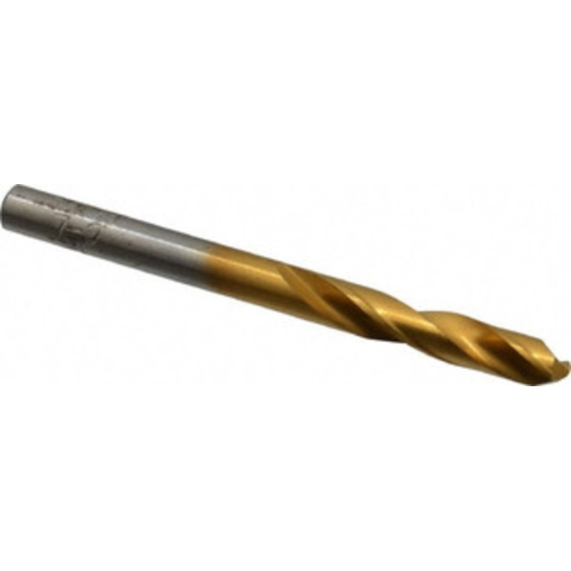 Chicago-Latrobe #12 135 Spiral Flute High Speed Steel Screw Machine Drill Bit TiN Finish, Right Hand Cut, 1-3/16 Flute Length, 2-1/4 OAL, Split Point, Straight Shank 48382 – 06131957