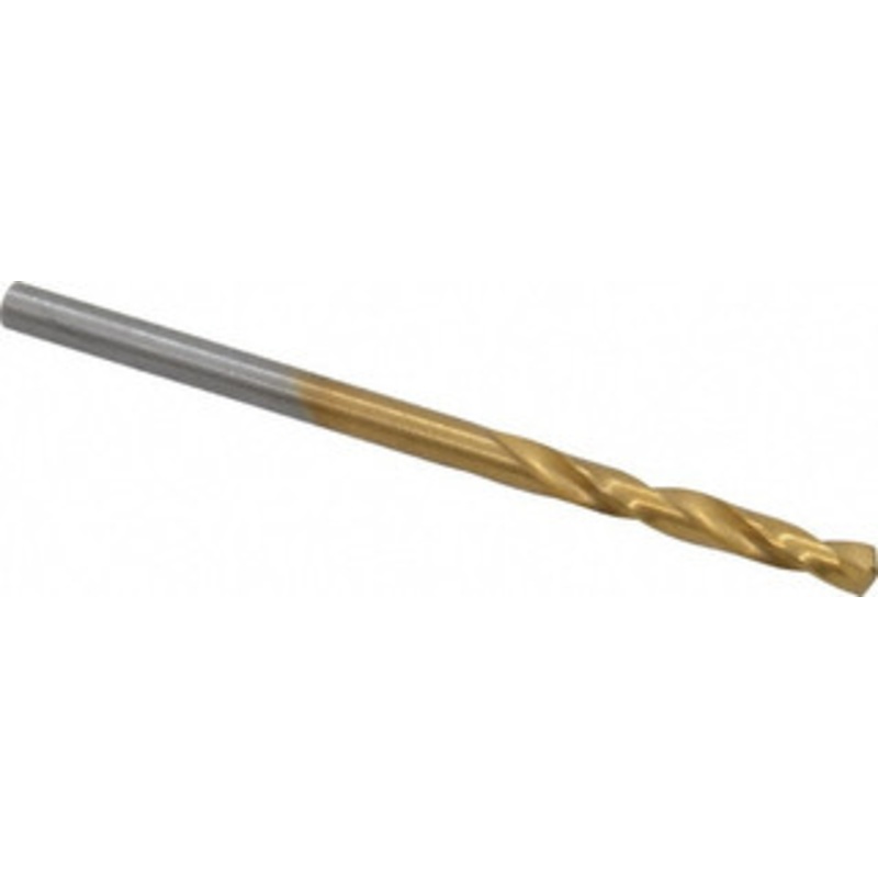 Chicago-Latrobe #38 135 Spiral Flute High Speed Steel Screw Machine Drill Bit TiN Finish, Right Hand Cut, 13/16 Flute Length, 1-13/16 OAL, Split Point, Straight Shank 48408 – 76128826