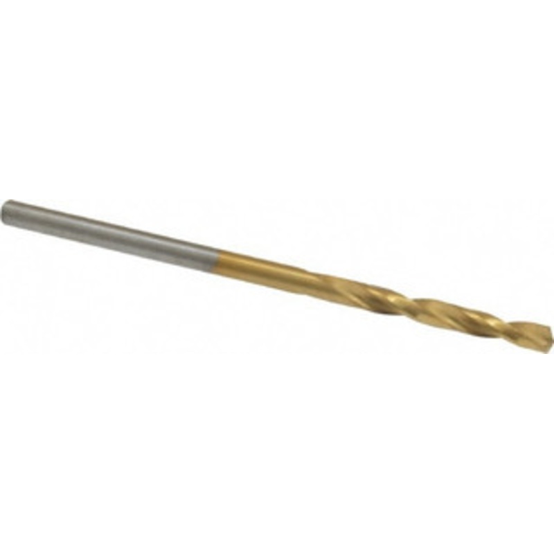 Chicago-Latrobe #44 135 Spiral Flute High Speed Steel Screw Machine Drill Bit TiN Finish, Right Hand Cut, 3/4 Flute Length, 1-3/4 OAL, Split Point, Straight Shank 48414 – 76128883